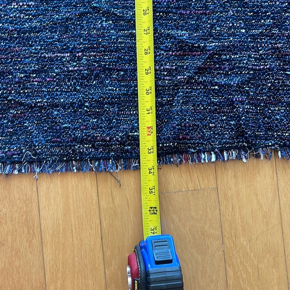 ZARA Woman navy multi tweed dress tunic frayed edges long sleeves - Picture 12 of 12